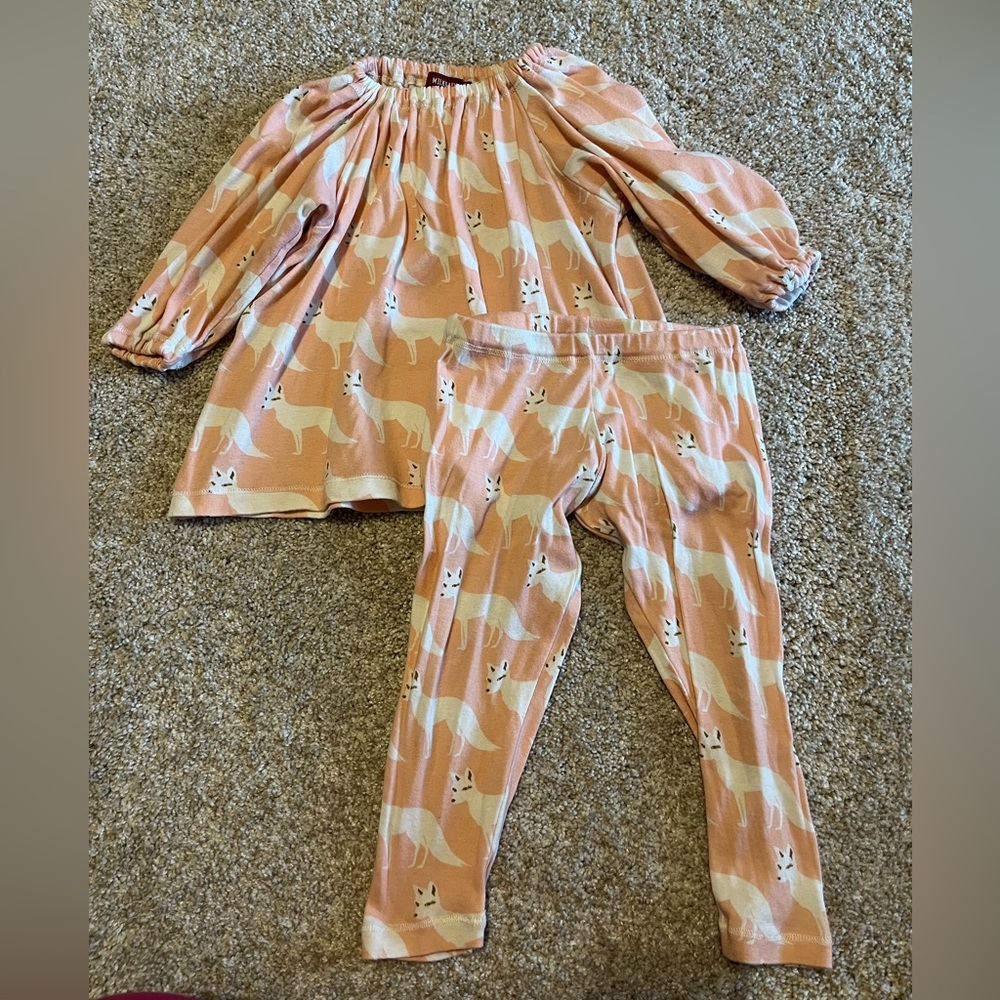 Milkbarn Pink Fox 2 Piece set 12-18months